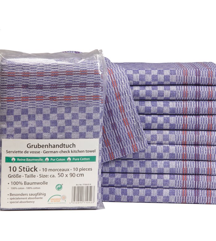 Grubenhandtuch Baumwolle blau/weiß/rot